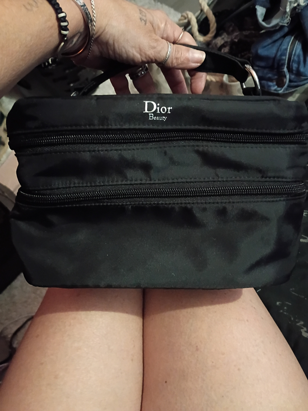 Dior Black Travel Toiletry Bag with Dual Zips